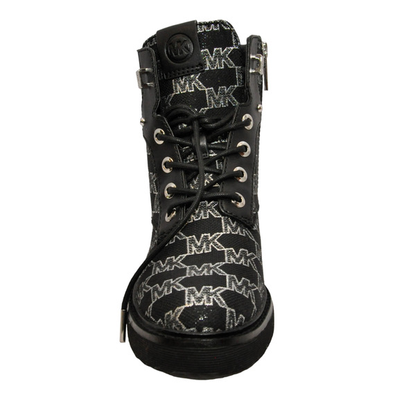Michael Kors Trudy MK Signature Outline Jacquard Lace Up Boot Black Nib - Picture 3 of 5